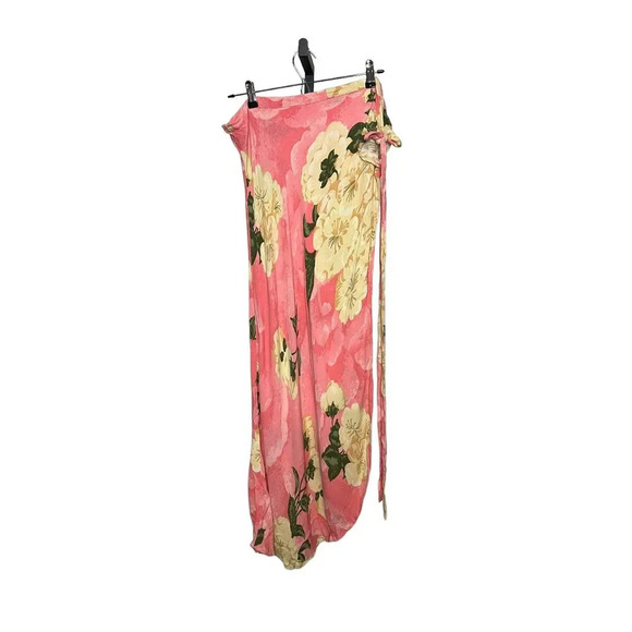 Reformation Lucia Maxi Skirt Hanoi Wrap Front Slip High Rise Pink Floral - Picture 1 of 6